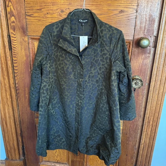 Options for her Jackets & Blazers - Christopher & Banks Olive Leopard-Print Trench Coat